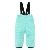 XUNKUSGA Kids Waterproof Suspender Snow Pants 2-12 Years Winter Warm Skiing Snowboard Pants for Boys Girls Solid Color Thick Waterproof Snow-proof Ski Pants for Kids Green