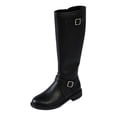 thumbnail image 1 of XUNKUSGA Knee High Boots with Side Zipper Comfortable Round Toe Low Heel Riding Boots for Women Classic Vintage Solid Color Buckle Long Boots,5.5, 1 of 9