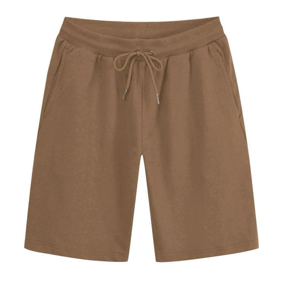 XUNKUSGA Knee Length Shorts Men Casual Solid Color Elastic Waist Drawstring Shorts Summer Beach Shorts with Pocket S-3XL