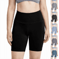 thumbnail image 1 of XUNKUSGA Yoga Shorts for Women High Waisted Biker Shorts Solid Color Ultra Soft Stretch Yoga Pants Tummy Control Workout Gym Spandex Booty Yoga Volleyball Shorts S-2XL Blue, 1 of 3