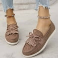 thumbnail image 1 of XUNKUSGA Loafers for Women Fashion Retro Bowknot Fringe Womens Loafers Comfortable Suede Business Casual Slip On Shoes Women Lightweight Round Toe Flat Women's Shoes 5.5-9.5 Brown, 1 of 8