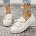 thumbnail image 1 of XUNKUSGA Loafers for Women Fashion Retro Bowknot Fringe Womens Loafers Comfortable Suede Business Casual Slip On Shoes Women Lightweight Round Toe Flat Women's Shoes 5.5-9.5 Beige, 1 of 9