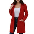 thumbnail image 1 of XUNKUSGA Long Blazers for Women Classic Notched Lapel Single Breasted Blazer Jackets Casual Long Sleeve Lightweight Blazers Spring Fall Women's Blazer S-2XL Red, 1 of 8