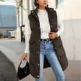 thumbnail image 1 of XUNKUSGA Long Puffer Vest Fashion Stand Collar Vest for Women Solid Color Sleeveless Women Jackets Lightweight Casual Warm Zip Up Womens Vest Outerwear S-3XL Brown, 1 of 6