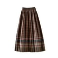 thumbnail image 1 of XUNKUSGA Long Skirts for Women Elastic Waist Women's Skirts Fall Winter A-Line Tartan Skirts for Women Ankle Length Flared Maxi Skirt Plaid Pleated Skirt S-XL, 1 of 4