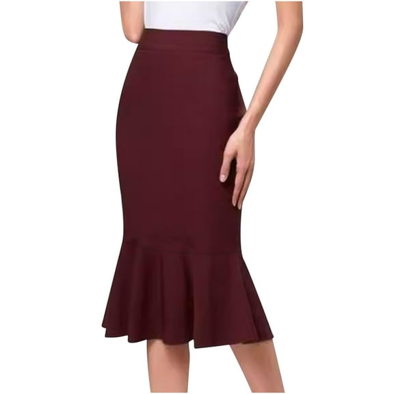 XUNKUSGA Long Skirts for Women High Waist Fishtail Skirts for Women Trendy Stretch Office knee length skirt Elegant Hip Wrapping Women's Skirts S-5XL