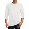 thumbnail image 1 of XUNKUSGA Long Sleeve Shirts for Men Classic Soild Color Mens Shirts Soft Cotton Crew Neck Going Out Tops Casual Work Mens T-Shirts Fashion Loose Basic Tees for Men M-5XL White, 1 of 4