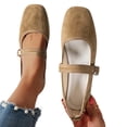 thumbnail image 1 of XUNKUSGA Mary Jane Flats Classic Solid Color Suede Square Toe Slip On Flats for Women with Buckle Strap Comfortable Dress Shoes for Work Casual Daily Wear,Brown,9, 1 of 8