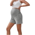 thumbnail image 1 of XUNKUSGA Maternity Shorts Soft Stretchy Comfy Pregnancy Shorts Classic Soild Color Over The Belly Pajama Shorts Women with Pockets Casual Loose Maternity Clothes,Gray,S, 1 of 8