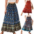 thumbnail image 1 of XUNKUSGA Maxi Skirt Fashion Bohemian A-Line Skirts for Women Trendy Floral High Waist Long Skirt Flowy Soft Women's Skirts for Beach ,Work, Office,Red,L, 1 of 9