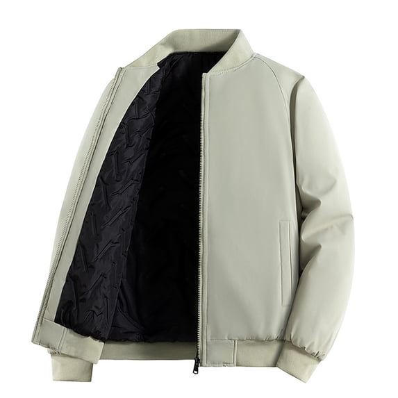 XUNKUSGA Men's Bomber Jacket Casual Solid Color Long Sleeve Softshell Jacket Men Water Resistant Windbreaker Winter Outwear Warm Cotton Padded Down Jacket M-4XL Green