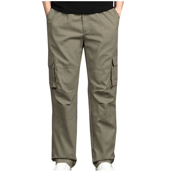 XUNKUSGA Men's Cargo Pants Cotton Comfortable Joggers for Men Casual Loose Straight Pants for Men Relaxed Fit Stretch Hiking Pants Men with Pockets M-5XL