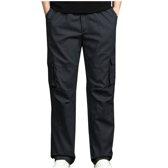 XUNKUSGA Men's Cargo Pants Cotton Comfortable Joggers for Men Casual Loose Straight Pants for Men Relaxed Fit Stretch Hiking Pants Men with Pockets M-5XL