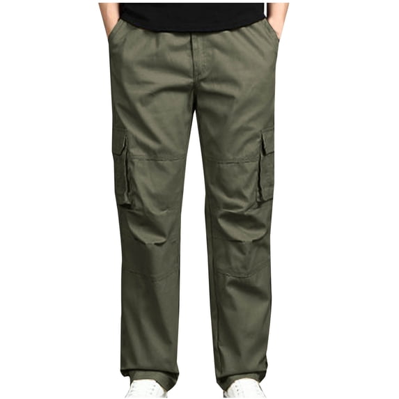 XUNKUSGA Men's Cargo Pants Cotton Comfortable Joggers for Men Casual Loose Straight Pants for Men Relaxed Fit Stretch Hiking Pants Men with Pockets M-5XL