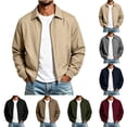 thumbnail image 1 of XUNKUSGA Men's Lightweight Jackets Classic Solid Color Collared Zip Up Jackets for Men Casual Long Sleeve Ribbed Cuff windbreaker jacket Golf Windproof Coat with Zipper Pockets Beige S, 1 of 9