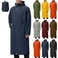 thumbnail image 1 of XUNKUSGA Men's Long Rain Jacket Lightweight Packable Rain Coat Full Zip Closure Hooded Trench Jacket Solid Color Long Sleeve Waterproof Jacket S-3XL Gray, 1 of 8