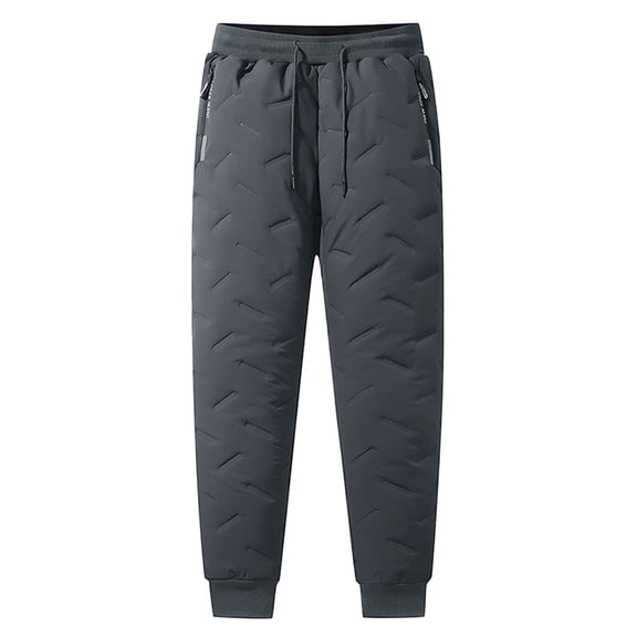 XUNKUSGA Men's Pants Warm Fleece Lined Sweatpants for Men Winter Thicken Windproof Waterproof Snow Pants Men Casual Solid Color Elastic Waist Jogger Pants L-6XL Gray