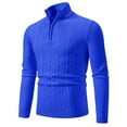 thumbnail image 1 of XUNKUSGA Men's Quarter Zip Sweater Solid Color Slim Fit Knit Sweater Fashion Mock Neck Pullover Sweaters Warm Long Sleeve Cable Knitted Sweaters for Men L-3XL Blue, 1 of 8