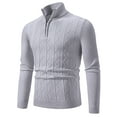 thumbnail image 1 of XUNKUSGA Men's Quarter Zip Sweater Solid Color Slim Fit Knit Sweater Fashion Mock Neck Pullover Sweaters Warm Long Sleeve Cable Knitted Sweaters for Men L-3XL Gray, 1 of 8