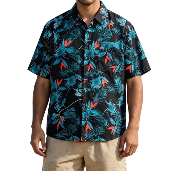 XUNKUSGA Men's Shirts Fashion Summer Tropical Hawaiian Beach Shirts for Men Casual Collared Short Sleeve Button Down Mens T-Shirts for Vacation,#10,S