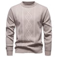 thumbnail image 1 of XUNKUSGA Men's Sweater Casual Slim Fit Pullover Sweaters Round Neck Thickened Sweaters for Men Autumn Winter Warm Breathable Cable Knit Sweater L-4XL Beige, 1 of 8