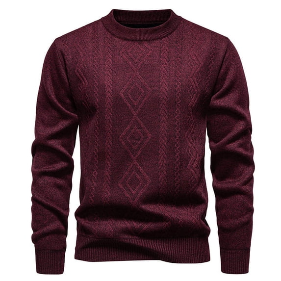 XUNKUSGA Men's Sweater Casual Slim Fit Pullover Sweaters Round Neck Thickened Sweaters for Men Autumn Winter Warm Breathable Cable Knit Sweater L-4XL Red