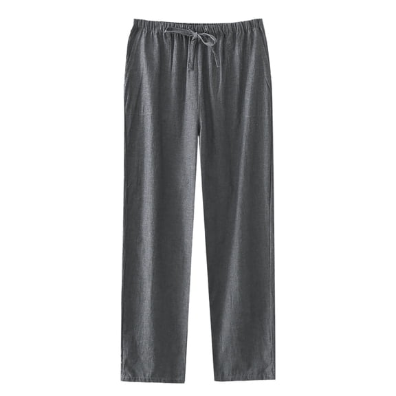 XUNKUSGA Mens Pajama Pants Drawstrings Elastic Waist Solid Color Pant Lightweight Soft Pajama Pants with Pockets Loose Comfortable Pj Bottoms for Men S-2XL Gray