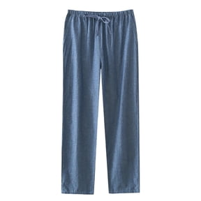 XUNKUSGA Mens Pajama Pants Drawstrings Elastic Waist Solid Color Pant Lightweight Soft Pajama Pants with Pockets Loose Comfortable Pj Bottoms for Men S-2XL Blue