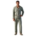 thumbnail image 1 of XUNKUSGA Mens Pajamas Sets Fashion Button Down Pjs Sets Soft Cotton Long Sleeve Shirt and Long Pants 2 Piece Pajamas for Men Casual Lightweight Sleepwear sets with Pockets,Size L, 1 of 5