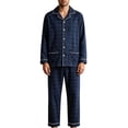 thumbnail image 1 of XUNKUSGA Mens Pajamas Sets Fashion Plaid Button Down Pjs Sets Soft Cotton Long Sleeve Shirt and Long Pants 2 Piece Pajamas for Men Casual Lightweight Sleepwear sets with Pockets,Size L, 1 of 5