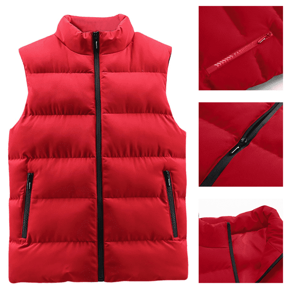 XUNKUSGA Mens Puffer Vest Casual Stand Collar Sleeveless Zip Up Padded Gilet Winter Warm Down Puffy Vests Lightweight Comfortable Outerwear Vest for Fall Winter XL