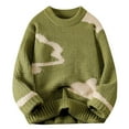 thumbnail image 1 of XUNKUSGA Mens Sweater Fashion Y2k Vintage Oversized Fall Sweaters Crewneck Long Sleeve Pullover Sweater Casual Color Block Knit Sweater M-3XL Green, 1 of 5