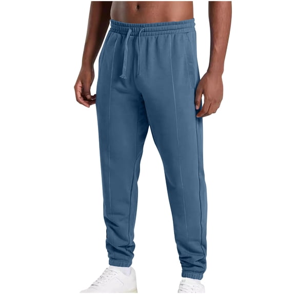 XUNKUSGA Mens Sweatpants Casual Drawstring Waist Mens Jogger Sweatpants Lightweight Regular Fit Sweatpants for Men Solid Color Slim Fit Athletic Pants with Pockets S-3XL Blue