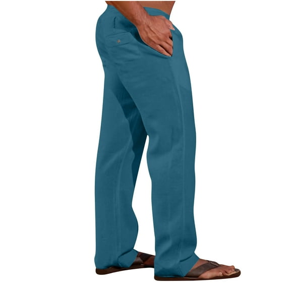 XUNKUSGA Mens Sweatpants Casual Elastic Waist Drawstring Pants for Men Cutton Linen Open Bottom Workout Pants With Pockets Trousers for Men S-5XL