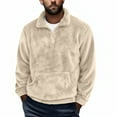 thumbnail image 1 of XUNKUSGA Mens Sweatshirt Quarter Zip Fleece Pullover Winter Warm Long Sleeve Pullover Sweatshirt Solid Color Fluffy Polar Outerwear with Kangaroo Pocket S-3XL Brown, 1 of 5