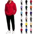 thumbnail image 1 of XUNKUSGA Mens Sweatsuit 2 Piece Set Fashion Hooded Sweatshirt and Joggers Set Casual Outfits for Men Hoodie Sweatsuit Sets Casual Jogging Athletic Suits Pink XS, 1 of 6