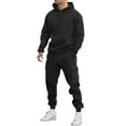 thumbnail image 1 of XUNKUSGA Mens Sweatsuits 2 Piece Set Loose Solid Color Hooded Sweatshirts and Sweatpant Sets Athletic Sweatsuits Set for Men Jogger Sweatsuit S-3XL Black, 1 of 5
