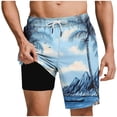 thumbnail image 1 of XUNKUSGA Mens Swim Trunks Fashion Tropical Hawaiian Printed Shorts Men with Compression Liner Lightweight Quick Dry Drawstring Elastic Waist Swim Trunks Men,Blue,S, 1 of 6
