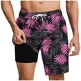 thumbnail image 1 of XUNKUSGA Mens Swim Trunks Fashion Tropical Hawaiian Printed Shorts Men with Compression Liner Lightweight Quick Dry Drawstring Elastic Waist Swim Trunks Men,Blue,L, 1 of 6