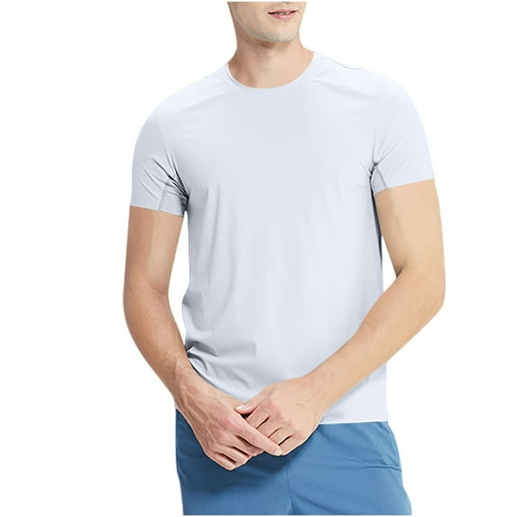 XUNKUSGA Mens T-Shirts Tight Solid Color Breathable Base Layer Undershirt Short Sleeve Elastic Tops for Gym Work Out