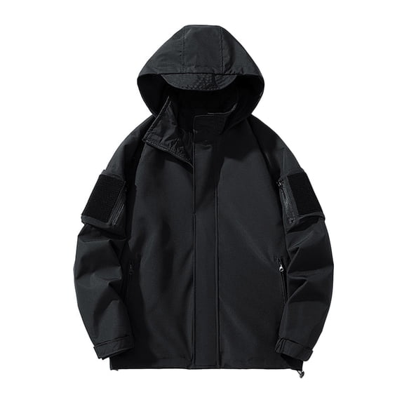 XUNKUSGA Mens Windbreaker Jackets Casual Fall Spring Big and Tall Raincoats Lightweight Waterproof Hooded Rain Jackets for Outdoor Hiking Cycling Running M-4XL Black