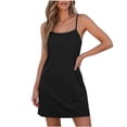 thumbnail image 1 of XUNKUSGA Mini Dresses for Women Casual Basic Adjustable Spaghetti Strap Cami Slip Women's Dresses Summer Soild Color Nightgowns for Women,Black,Free Size, 1 of 6