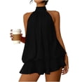 thumbnail image 1 of XUNKUSGA Mini Dresses for Women Summer Fashion Soild Color Halter Womens Dresses Trendy Tie Open Back Sleeveless Ruffle Hem Wedding Guest Dress,Black,L, 1 of 7