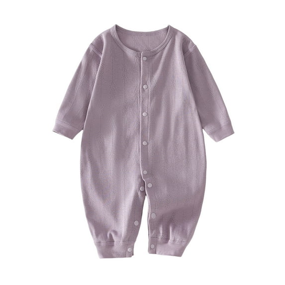XUNKUSGA Newborn Baby Jumpsuit Cotton Long Sleeve Baby Bodysuit Solid Color Soft Comfortable Infant Romper Snap Up Baby Clothes Newborn Baby One-Piece Outfit 0-1 Years