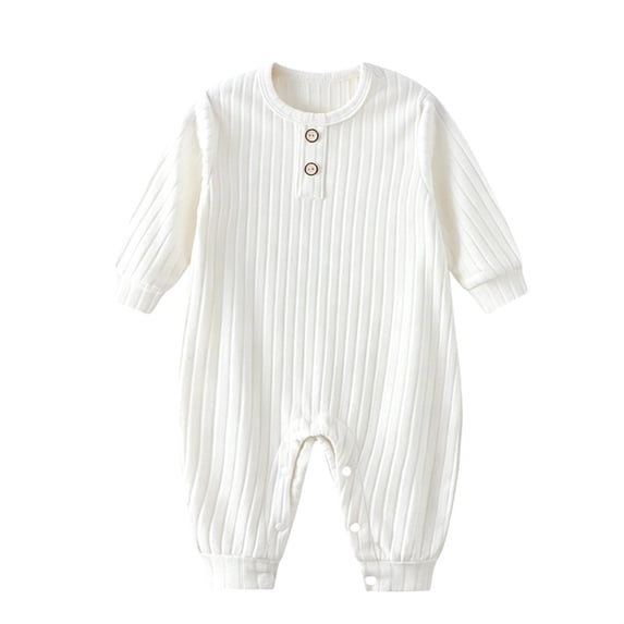 XUNKUSGA Newborn Baby Jumpsuit Cotton Striped Long Sleeve Baby Outfit Soft Comfortable Infant Clothes Classic Solid Color Unisex One Piece Jumpsuit,18-24Months