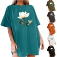 thumbnail image 1 of XUNKUSGA Oversized Tshirts for Women Fashion Vintage Floral Graphic Going Out Tops Casual Loose Crewneck Drop Shoulder Short Sleeve Women's T-Shirts,Army Green01,M, 1 of 8