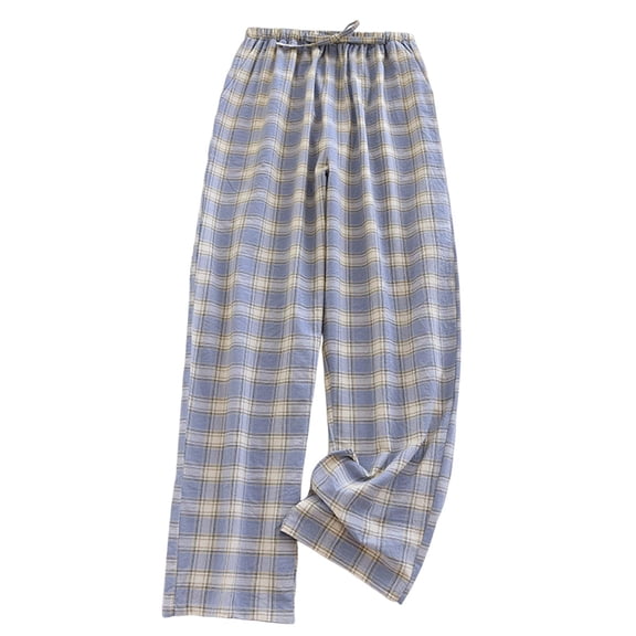 XUNKUSGA Pajama Pant Cotton Plaid Printed Pj Bottoms Soft Comfortable Pajama Bottoms with Drawstring Waistband Casual Basic Womens Pajama Pants M-2XL Blue