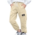 thumbnail image 1 of XUNKUSGA Pants for Girls 4-12 Years Elastic Waist Cotton Cargo Jogger Pants with Drawstring Lightweight Casual Girls Sweatpants Stylish Solid Color Boys Cargo Pants, 1 of 5