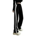 thumbnail image 1 of XUNKUSGA Pants for Girls 4-13 Years Ice Silk Drawstring Side Stripe Girls Sweatpants Wide Leg Loose Girls Pants High Waisted Straight Leg Lightweight Sweatpants for Kids, 1 of 9