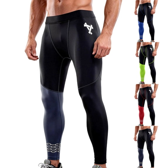 XUNKUSGA Pants for Men Fashion Color Block High Elasticity Breathable Compression Pants Men Soft Skin-Friendly Workout Leggings for Running Gym Training,Red,XL